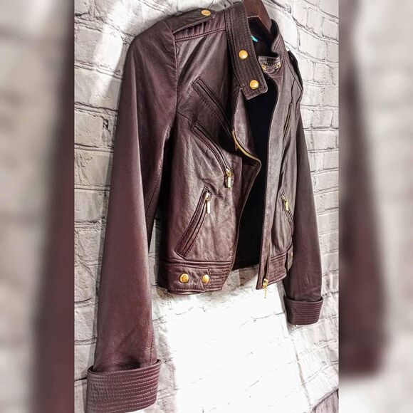 Truth & Pride Burgandy Brown Biker Moto Leather Jacket. S.$690 - Picture 6 of 8